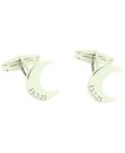 custom made cufflinks half moon with date 925 sterling silver