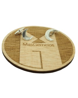 gemelos personalizados media luna a medida plata 925 con fecha