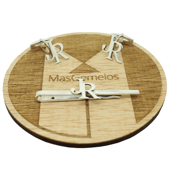 Barrette à cravate personnalisée initiales en argent sterling 925