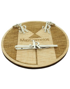 Barrette à cravate personnalisée initiales en argent sterling 925