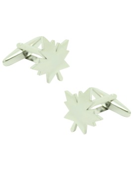 Gemelos para camisa hoja de árbol plateado