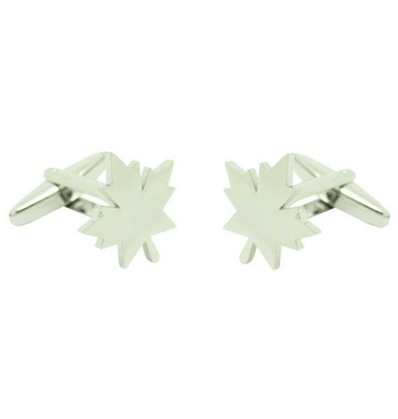 Boutons de manchette de chemise feuille d'arbre en argent