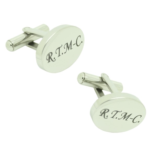 Personalized steel cufflinks for shirt with initials R.T.M-C 