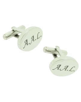 Personalized oval steel shirt cufflinks with initials A A L