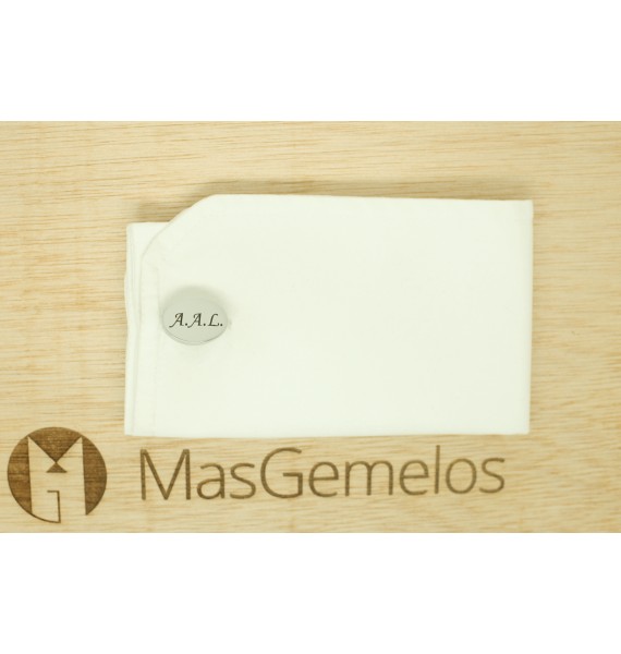 Gemelos para camisa de acero ovalado personalizado iniciales A A L 