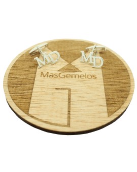 Gemelos para camisa dos iniciales personalizados Plata de ley 925 2