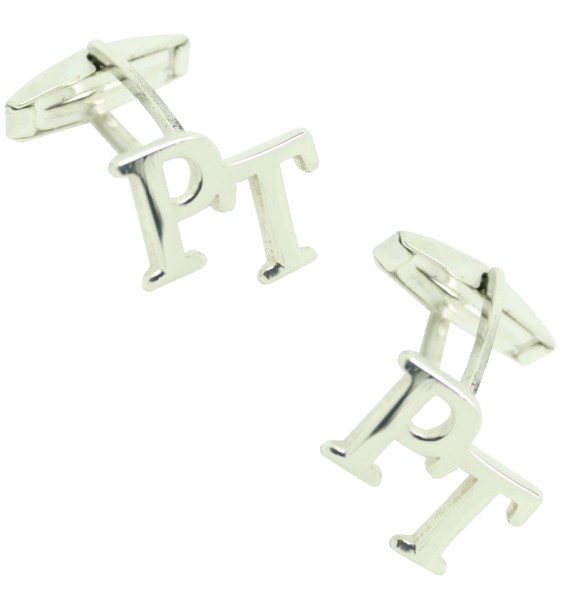 Personalized cufflinks for shirts with two initials PT Silver 925