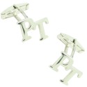 Boutons de manchette de chemise personnalisés initiales PT Argent 925