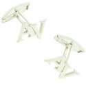Custom made shirt cufflinks two offset initials AV Silver 925