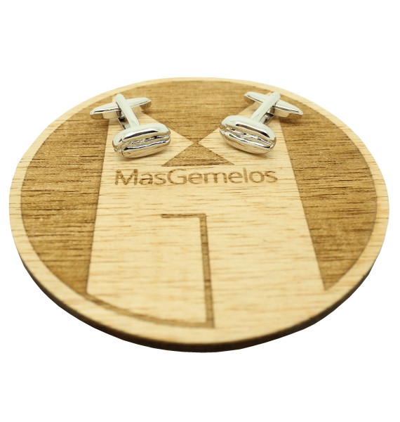 Boutons de manchette Grain de café argenté