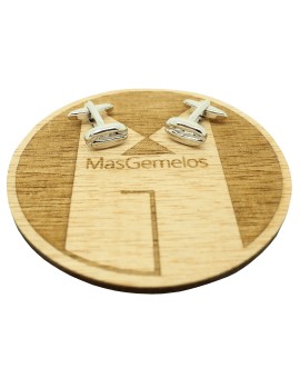 Boutons de manchette Grain de café argenté