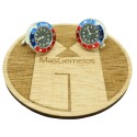 Gemelos para camisa de reloj negro sport con bisel azul y rojo en acero – estilo Pepsi