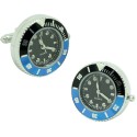 Gemelos para camisa de reloj negro sport con bisel negro y azul en acero – estilo Batman