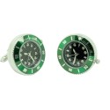 Gemelos para camisa de reloj negro sport con bisel verde en acero – estilo Starbucks