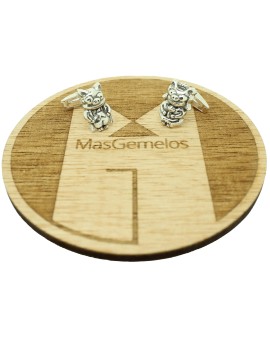 Gemelos para camisa Cerditos Boda Simpsons 3D Plata de ley PREMIUM 2