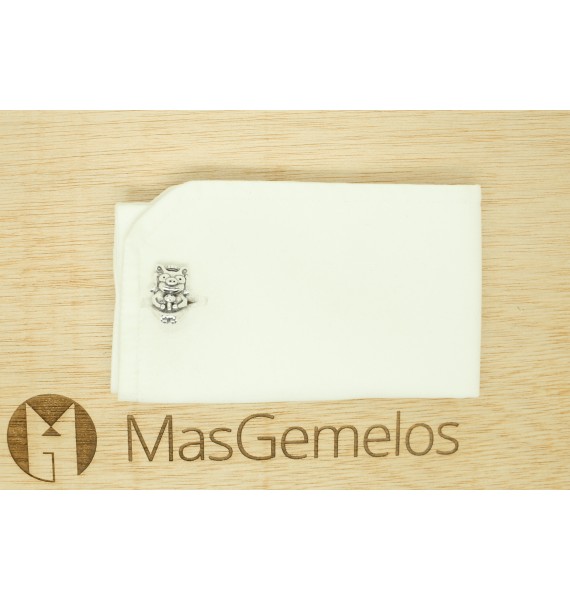 Gemelli da camicia in argento sterling 3D Premium Maiale Matrimonio Si
