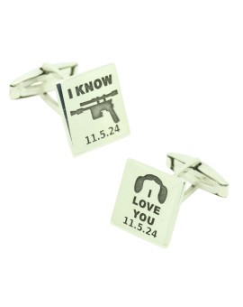 Gemelos para camisa Personalizado Star Wars I LOVE YOU & I KNOW fecha