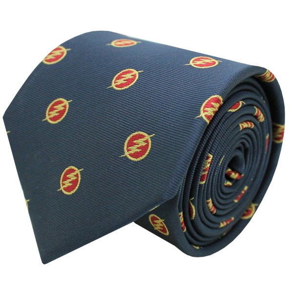 Flash tie with DC Comics logo in navy blue