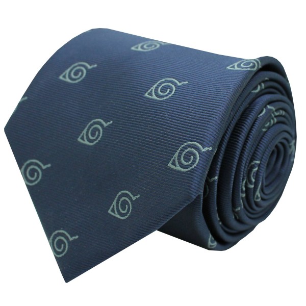 Naruto Shippuden tie with Konoha symbol in navy blue