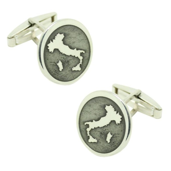 Custom Shirt Cufflinks Italy Map Sterling Silver 925