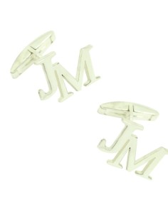 Boutons de manchette de mariage personnalisés Initiales JM Argent ster