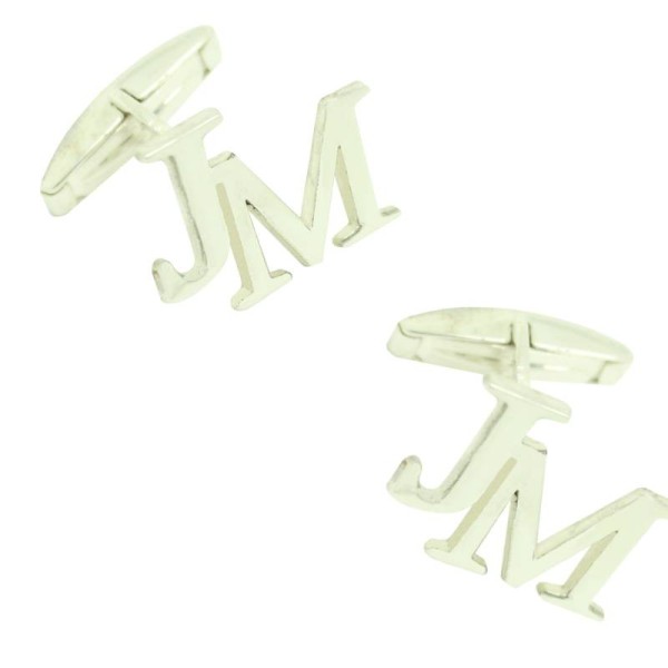 Custom Wedding Cufflinks Initials JM Sterling Silver 925