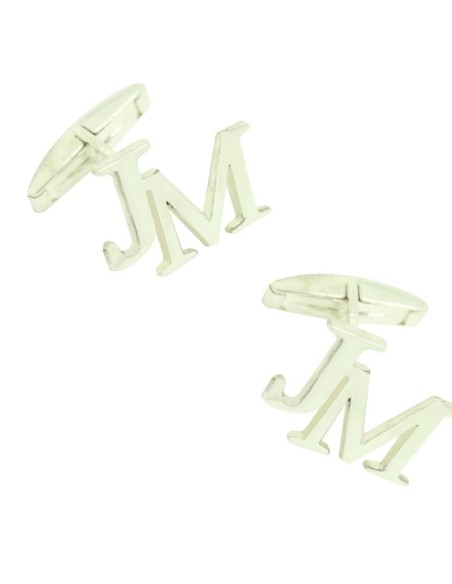 Boutons de manchette de mariage personnalisés Initiales JM Argent ster