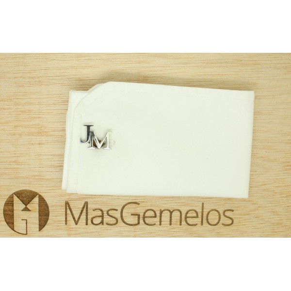 Gemelos para boda Plata de ley 925 personalizado Iniciales JM