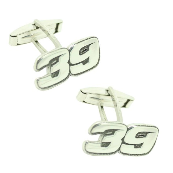 Exclusive 925 silver cufflinks for shirts, number 39, motorcycle style