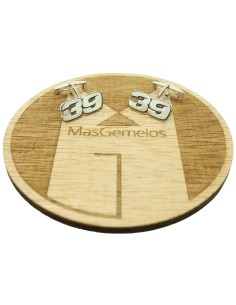 Gemelos exclusivos de plata 925 para camisa números 39 estilo moto 2