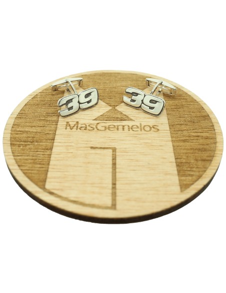 Abotoaduras exclusivas de prata 925 para camisa, número 39, estilo mot