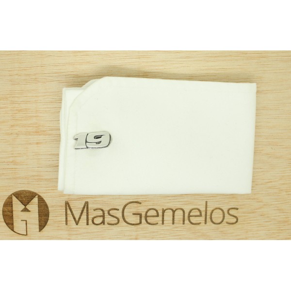 Gemelli da polso di alta qualità in argento 925, numero 19, design per