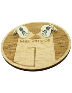 Boutons de manchette sur mesure, initiales et date du personnage Up, e 2