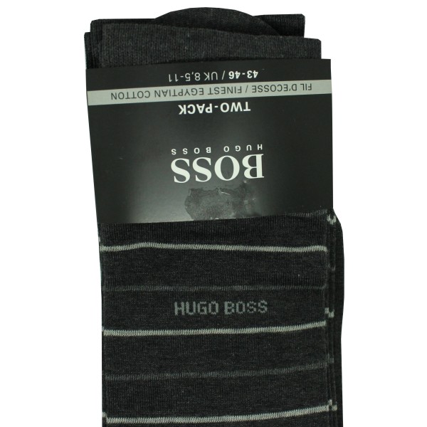 calcetines Hugo Boss gris con lineas pack de 2 - HUGO BOSS original