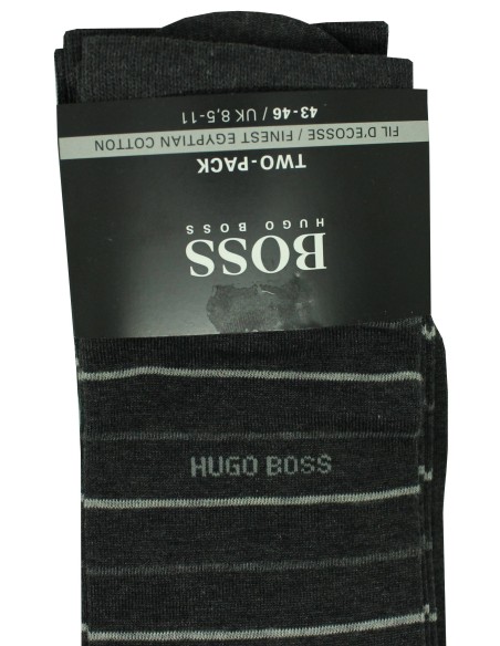 Chaussettes grises avec lignes pack de 2 Hugo Boss - HUGO BOSS origina