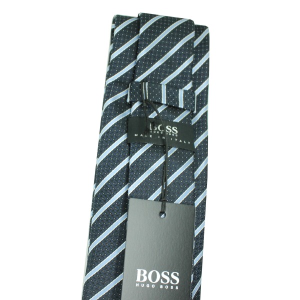 Cravatta Hugo Boss blu scuro con righe blu - HUGO BOSS originale