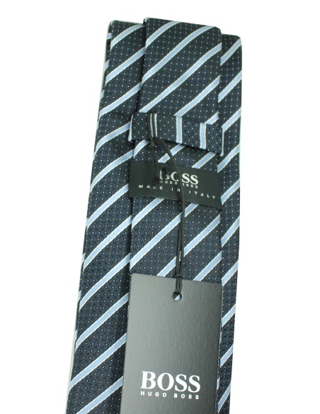 Cravatta Hugo Boss blu scuro con righe blu - HUGO BOSS originale