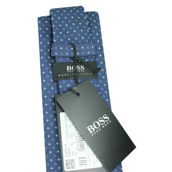Cravate Hugo Boss bleue avec monogrammes - HUGO BOSS