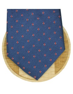 Hugo Boss blaue Krawatte mit Monogrammen und roten Punkten - HUGO BOSS 2