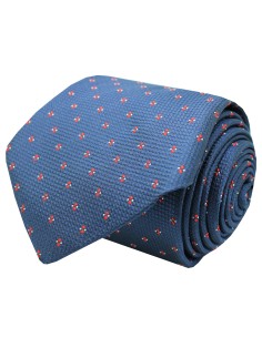 Corbata Hugo Boss azul monogramas puntos rojo - HUGO BOSS