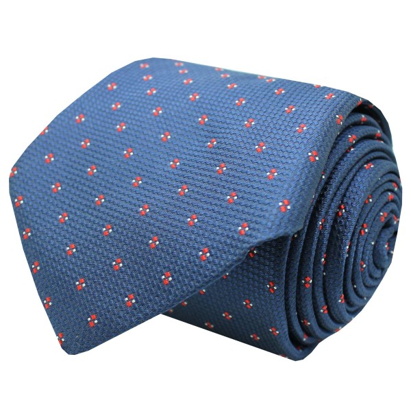 Hugo Boss blue tie with monograms and red dots - HUGO BOSS