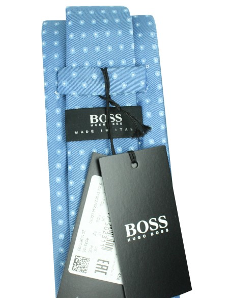 Hugo Boss blaue Krawatte mit hellblauen runden Monogrammen - HUGO BOSS