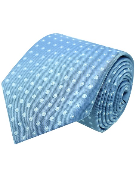 Gravata Hugo Boss azul com monogramas circulares azul claro - HUGO BOS