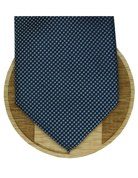 Gravata Hugo Boss azul com monograma e pontos - HUGO BOSS