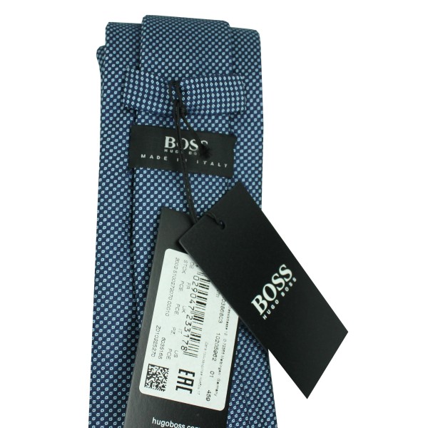 Hugo Boss blue tie with monogram and dots - HUGO BOSS