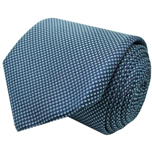 Hugo Boss blue tie with monogram and dots - HUGO BOSS