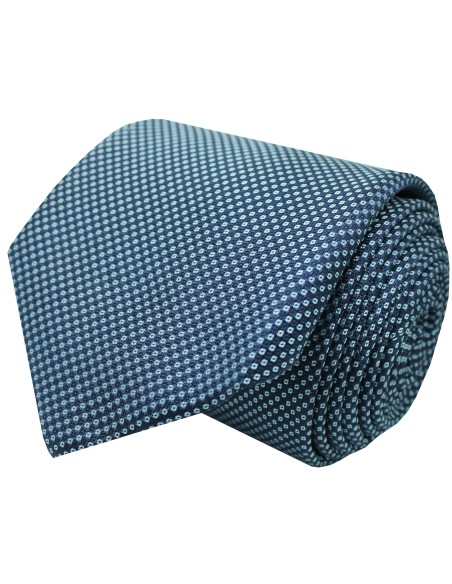 Gravata Hugo Boss azul com monograma e pontos - HUGO BOSS