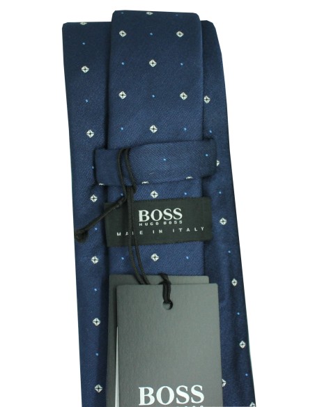 Hugo Boss marineblaue Krawatte mit Monogramm und Formen - HUGO BOSS