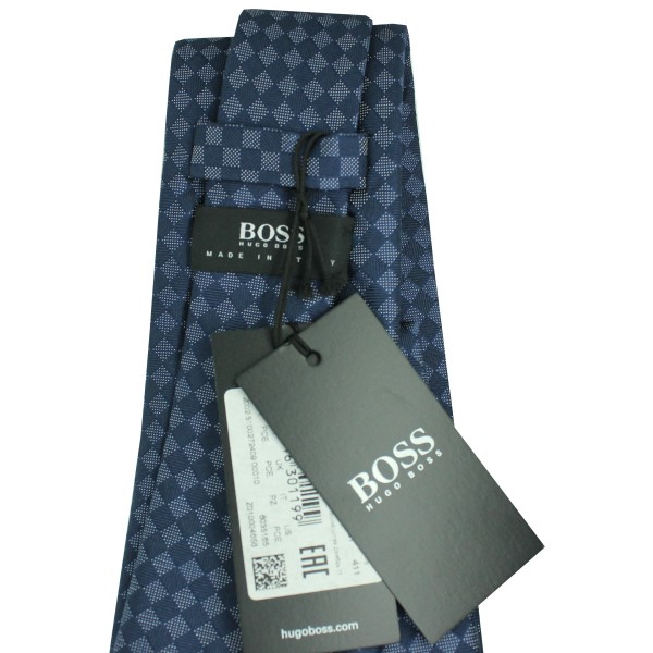 Cravatta Hugo Boss blu navy con rombi - HUGO BOSS