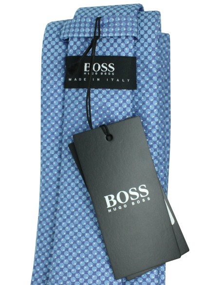 Cravate Hugo Boss bleue avec micropoints ronds - HUGO BOSS